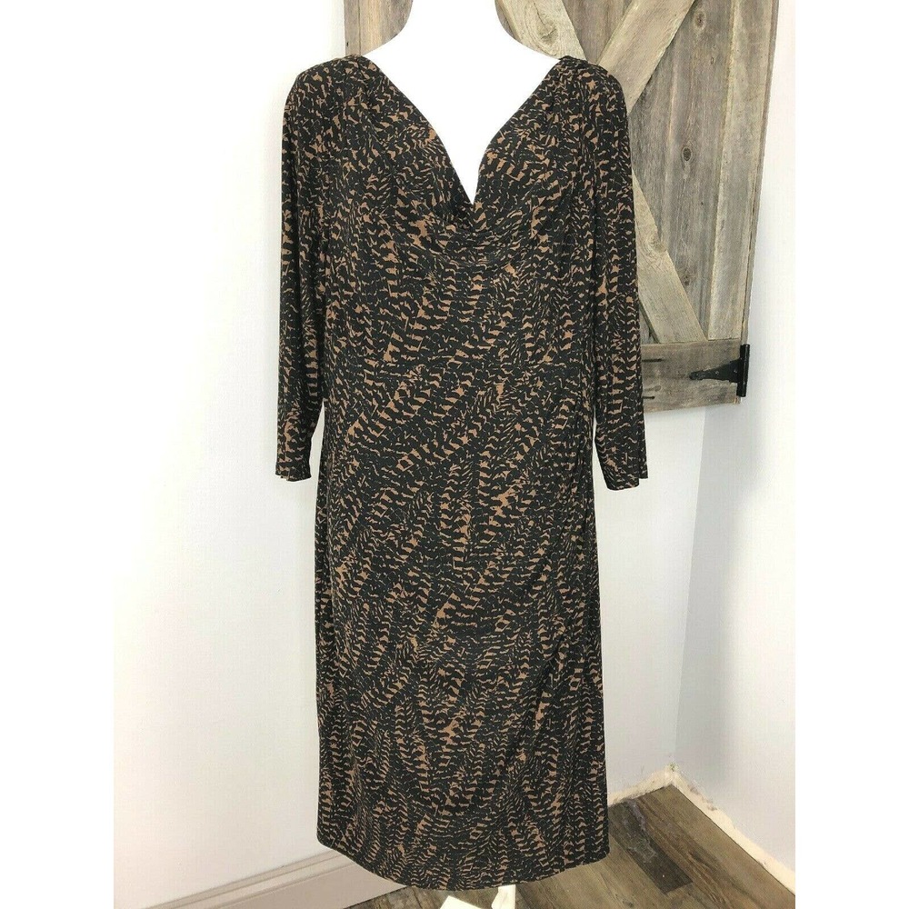 Ralph Lauren Printed Ruched Sheath Dress 16W